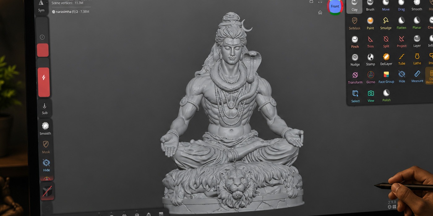 3D modeling software interface showing custom 3D art design and volumetric translation